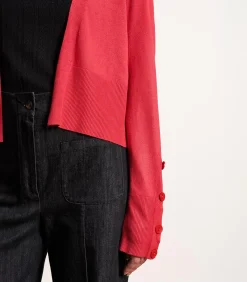 La Fée Maraboutée Korte open cardigan in fijne rode tricot red Clearance