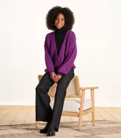 La Fée Maraboutée Korte paarse gilet in opengewerkte stof violet Outlet