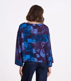 La Fée Maraboutée Korte paarse top met lange mouwprint violet Outlet