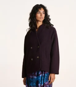La Fée Maraboutée Korte pruimkleurige jas van boiled wool violet Clearance
