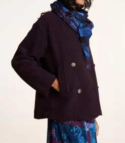 La Fée Maraboutée Korte pruimkleurige jas van boiled wool violet Clearance