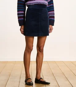 La Fée Maraboutée Korte rok in marineblauw fluweel navyBlue Online