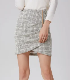 Smart & Joy Korte rok met zijflap en bias brown Sale