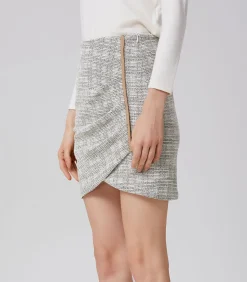 Smart & Joy Korte rok met zijflap en bias brown Sale