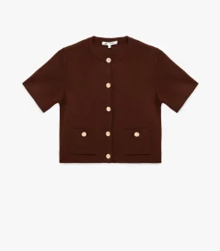 Koton Korte Trui Knoopsluiting Zakdetails brown Hot