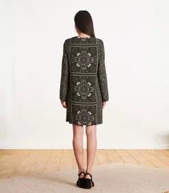 La Fée Maraboutée Korte vloeiende jurk met kaki sjaalprint khaki Best
