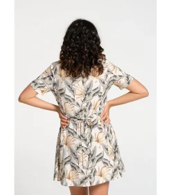 J&JOY Korte wijd uitlopende kleding bedrukt beige Online