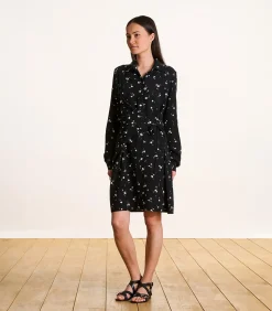 La Fée Maraboutée Korte zwarte blousejurk met bloemenprint black Hot