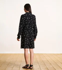 La Fée Maraboutée Korte zwarte blousejurk met bloemenprint black Hot