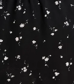 La Fée Maraboutée Korte zwarte blousejurk met bloemenprint black Hot