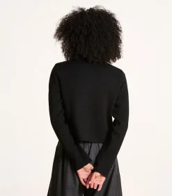La Fée Maraboutée Korte zwarte gilet in gebreide stof met overhemdkraag black Clearance