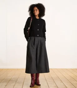La Fée Maraboutée Korte zwarte gilet in gebreide stof met overhemdkraag black Clearance