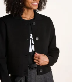 La Fée Maraboutée Korte zwarte gilet in gebreide stof met overhemdkraag black Clearance