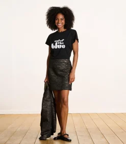La Fée Maraboutée Korte zwarte jacquard rok black Discount