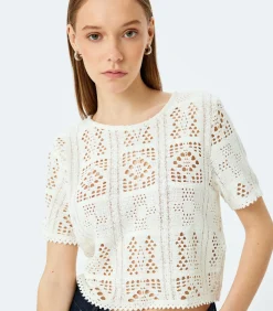 Koton Ajoure Crop T-Shirt white Online