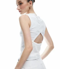Koton Back Cut-Out Detail Tank Top white Hot