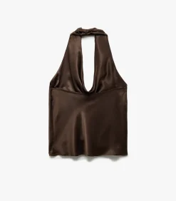 Koton Backless Satin Blouse brown Sale