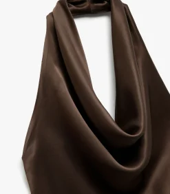 Koton Backless Satin Blouse brown Sale
