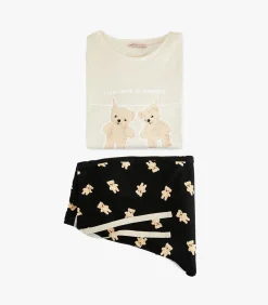 Koton Bear Printed Pajama Set gray Clearance