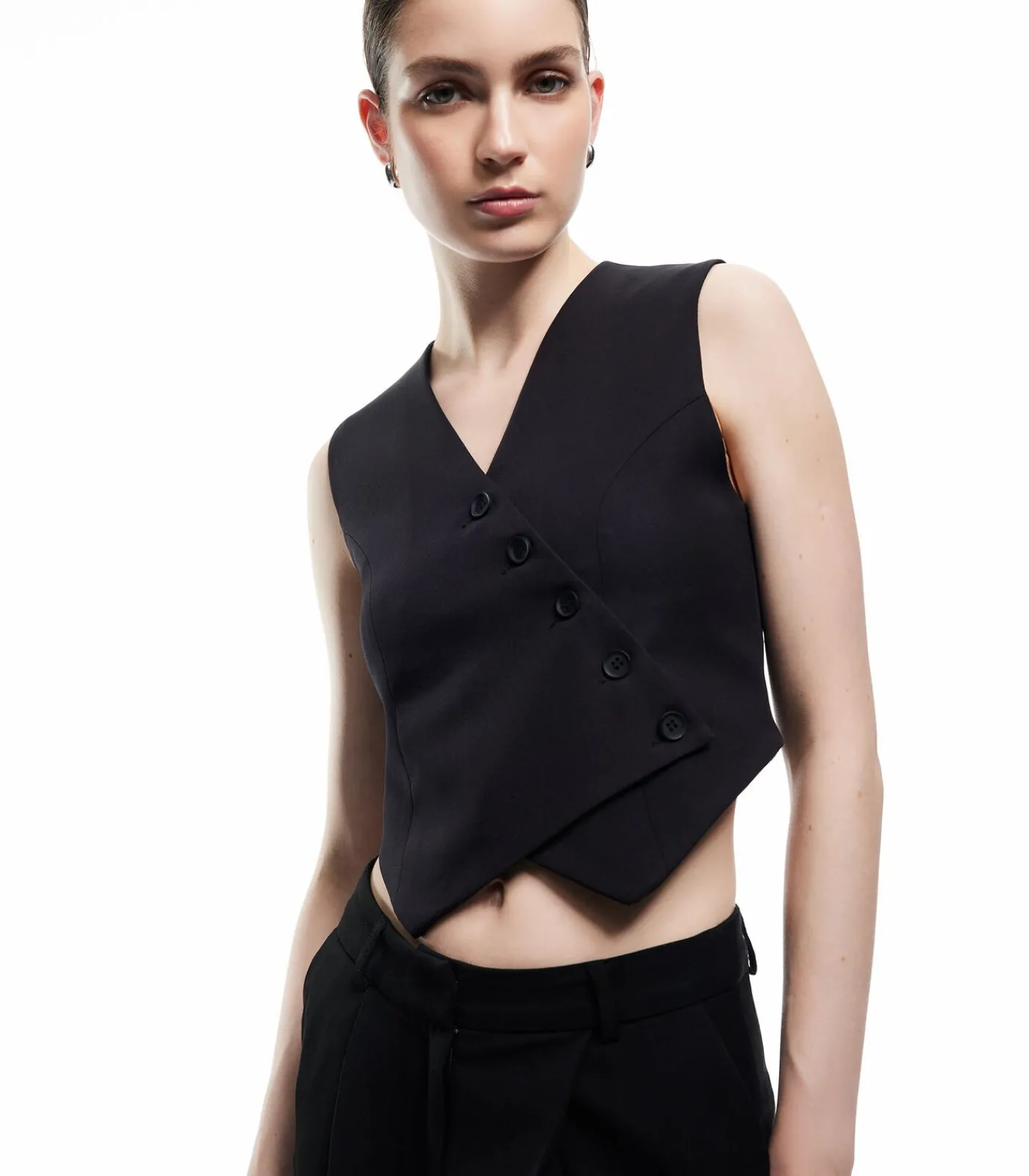 Koton Buttoned Blazer Vest black