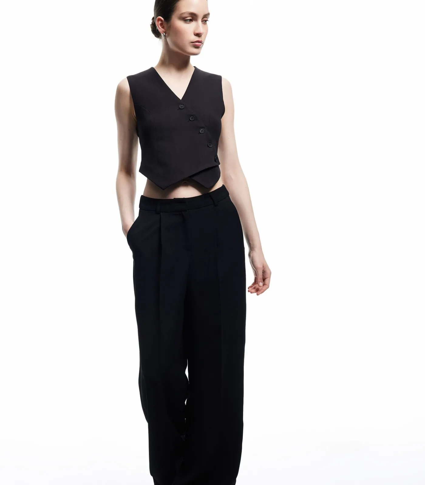 Koton Buttoned Blazer Vest black