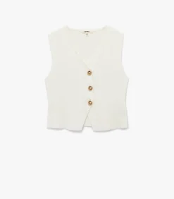 Koton Buttoned Knit Vest white