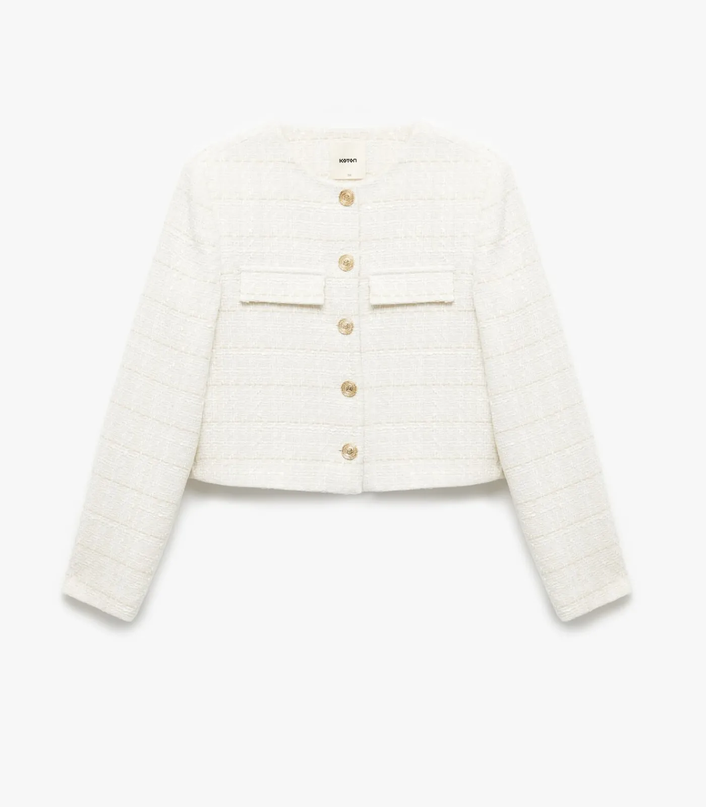 Koton Buttoned Tweed Jacket beige Outlet