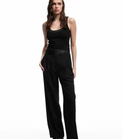 Koton Cotton Beaded Tank Top black Online