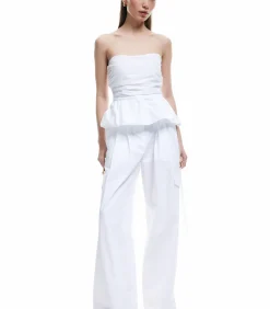Koton Cotton Crop Blouse white Discount