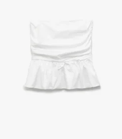 Koton Cotton Crop Blouse white Discount