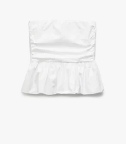 Koton Cotton Crop Blouse white Discount