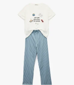 Koton Cotton Pajama Set blue Sale
