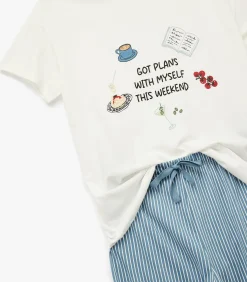 Koton Cotton Pajama Set blue Sale