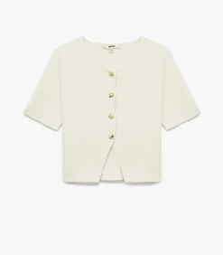 Koton Crew Neck Buttoned Cardigan white Hot