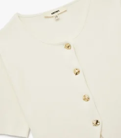 Koton Crew Neck Buttoned Cardigan white Hot