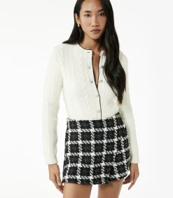 Koton Crew Neck Knit Cardigan white Discount