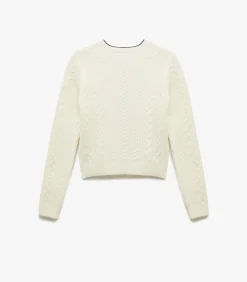 Koton Crew Neck Knit Cardigan white Discount