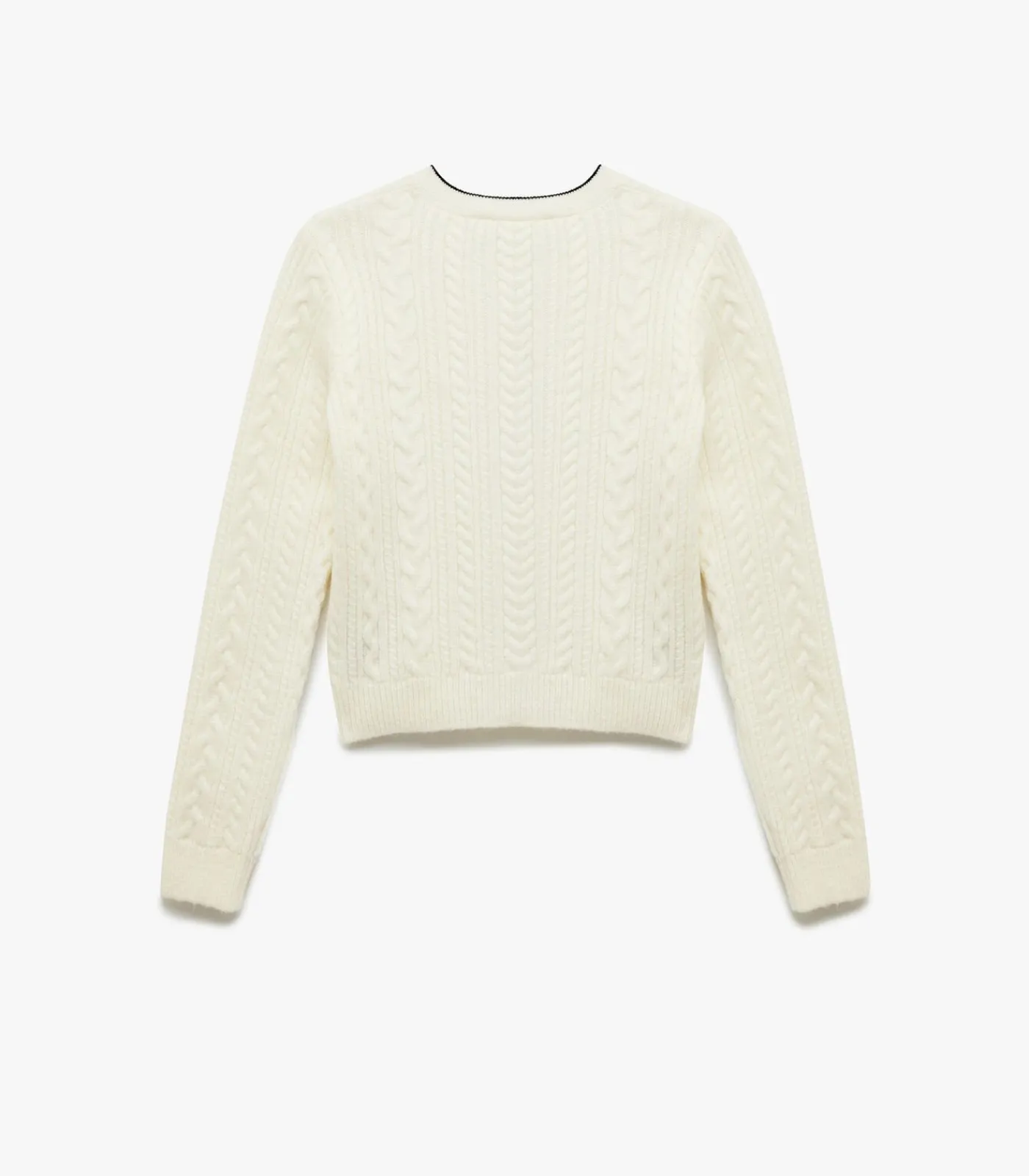 Koton Crew Neck Knit Cardigan white Discount