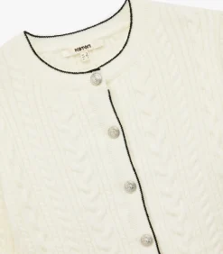 Koton Crew Neck Knit Cardigan white Discount