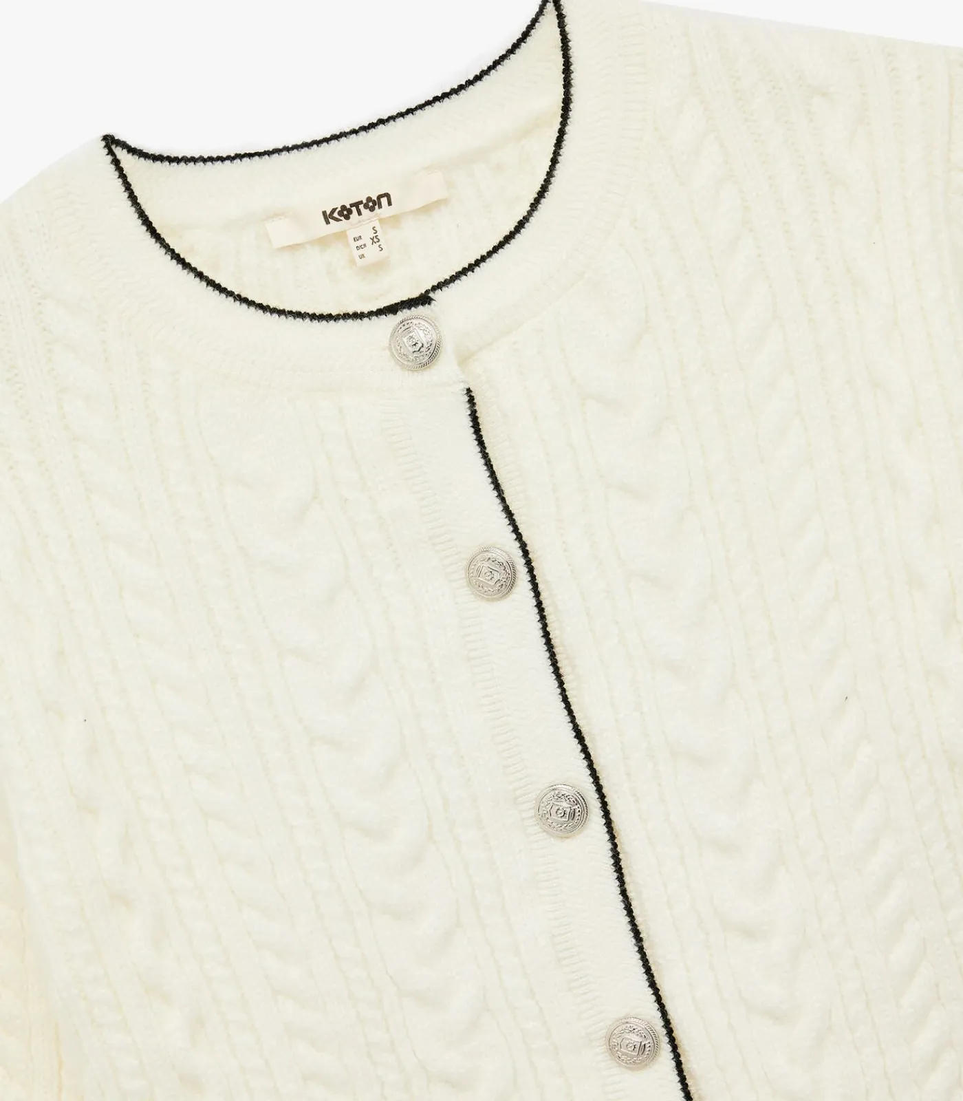 Koton Crew Neck Knit Cardigan white Discount