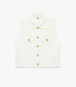 Koton Crew Neck Knit Vest white Online