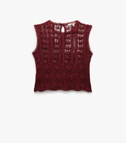 Koton Crocheted Blouse bordeaux Sale