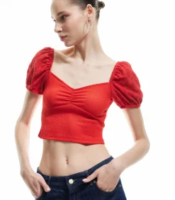 Koton Crop T-Shirt red Sale