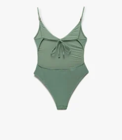Koton Deep V-Neck Swimsuit green Outlet