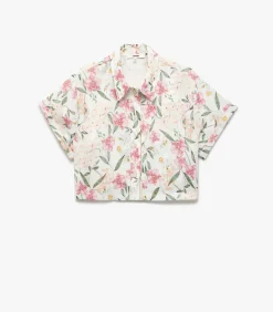 Koton Floral Crop Shirt pink Best