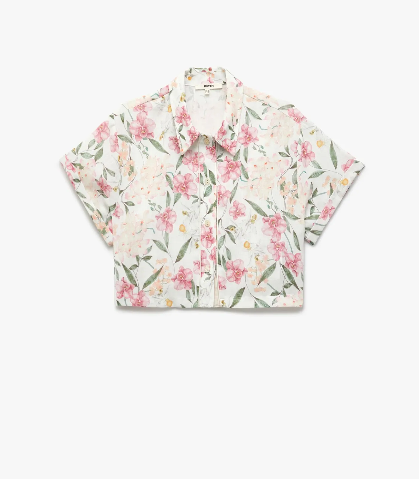 Koton Floral Crop Shirt pink Best