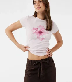 Koton Flower Printed T-Shirt pink New