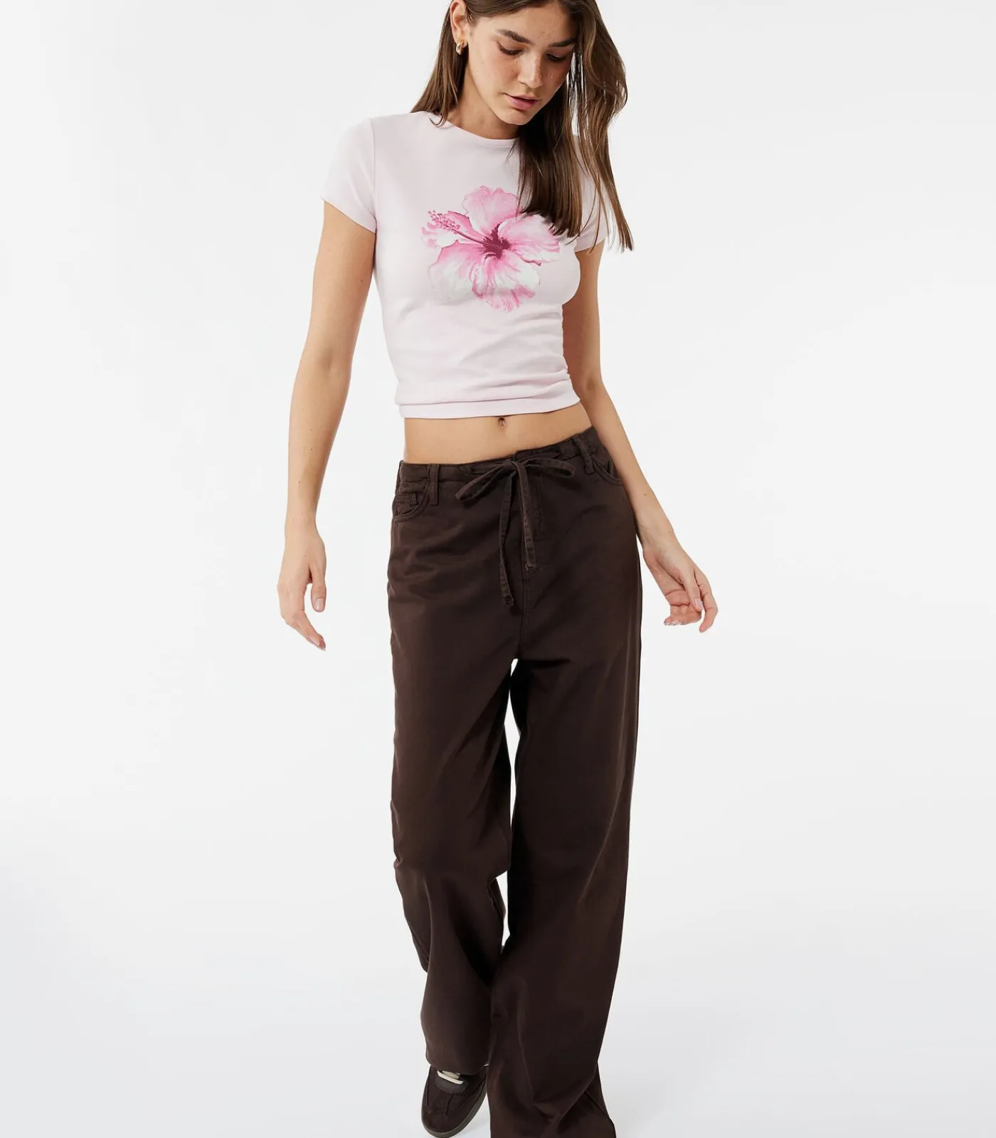 Koton Flower Printed T-Shirt pink New