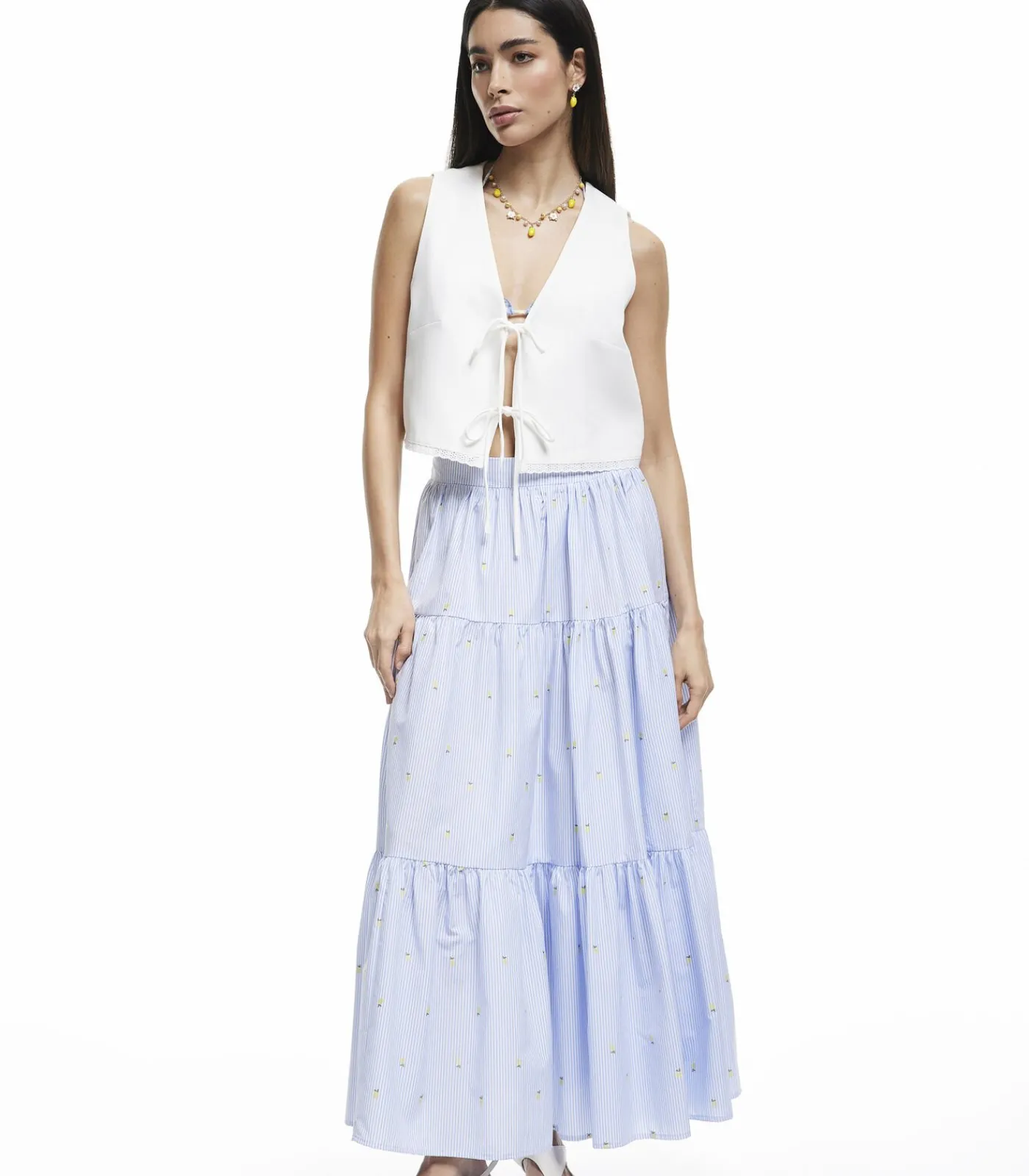 Koton Front Tie Detail Vest white Online