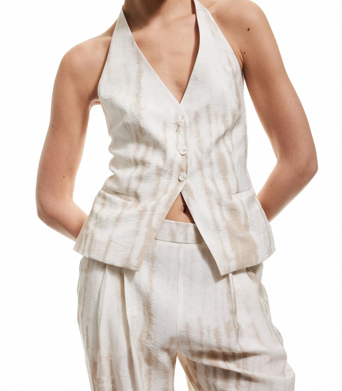 Koton Halter Neck Patterned Vest beige Sale